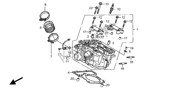 Todas as partes de Cabeça Do Cilindro Traseiro do Honda XL 1000V 2007
