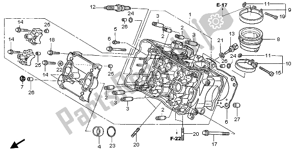 All parts for the Cylinder Head (front) of the Honda VFR 800 2009