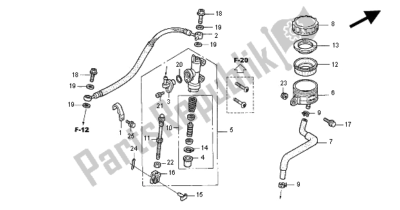 Toutes les pièces pour le Maître-cylindre De Frein Arrière du Honda CBR 600F 2002