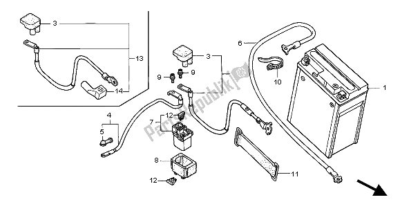 All parts for the Battery of the Honda CB 600F Hornet 2004