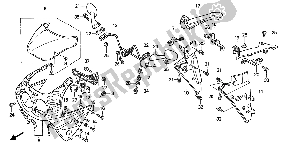 Tutte le parti per il Cappuccio Superiore del Honda CBR 900 RR 1993