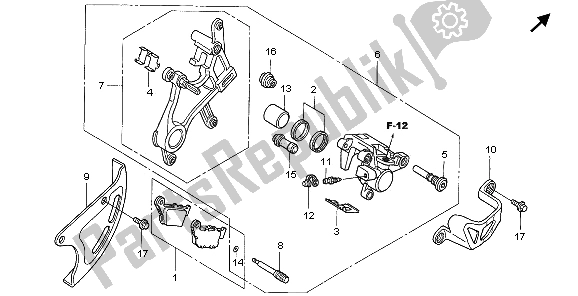 All parts for the Rear Brake Caliper of the Honda CRF 450X 2006