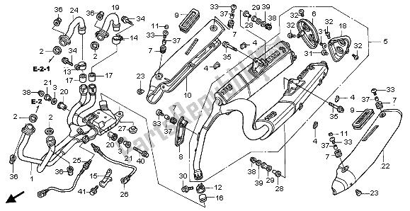 All parts for the Exhaust Muffler of the Honda VFR 800 2003