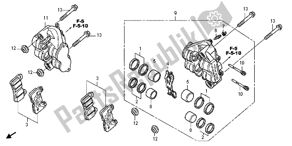Wszystkie części do Zacisk Hamulca Przedniego Honda CBR 1000 RA 2012