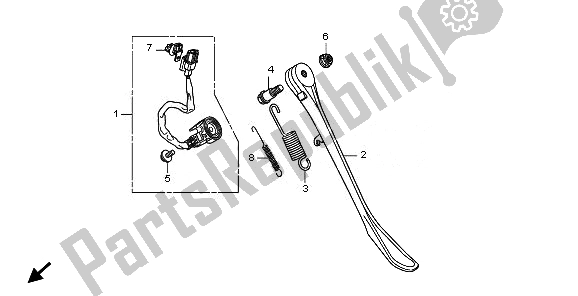All parts for the Side Stand of the Honda VT 1300 CXA 2010