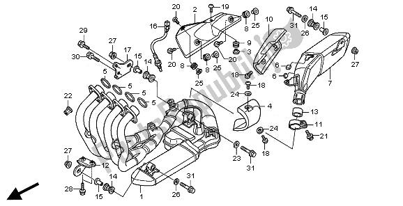 Alle onderdelen voor de Uitlaatdemper van de Honda CBR 600F 2011