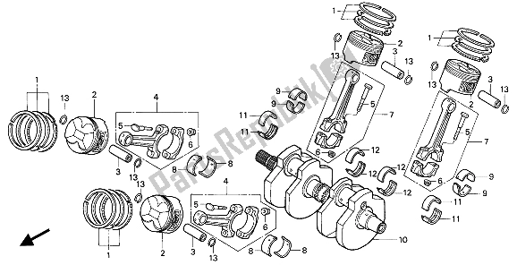 All parts for the Crankshaft & Piston of the Honda VF 750C 1994