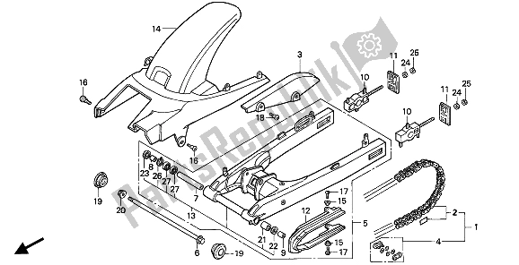 All parts for the Swingarm of the Honda CBR 600F 1994