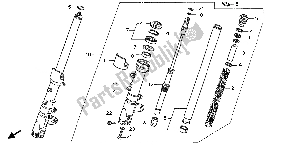 Todas las partes para Tenedor Frontal de Honda VTR 1000F 2003