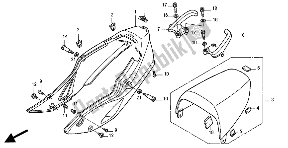 All parts for the Rear Cowl of the Honda VFR 800 FI 1998