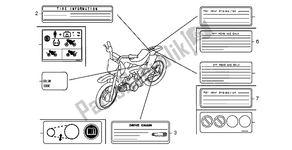 Wszystkie części do Etykieta Ostrzegawcza Honda CRF 70F 2009