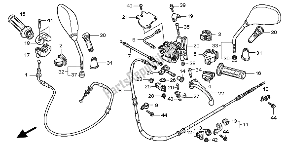 All parts for the Handle Lever & Switch & Cable of the Honda PES 150 2009