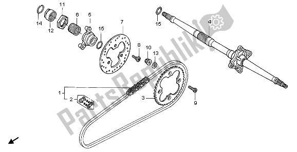 Todas las partes para Eje Trasero Y Cadena De Transmisión de Honda TRX 450 ER 2007