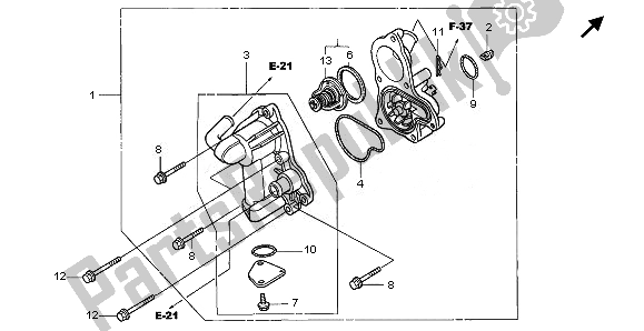 All parts for the Water Pump of the Honda GL 1800 2008