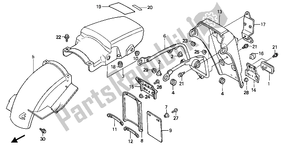 Todas las partes para Guardabarros Trasero de Honda XL 600V Transalp 1990