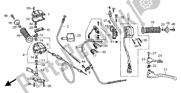 Tutte le parti per il Maniglia Leva E Interruttore E Cavo del Honda TRX 500 FA Fourtrax Foreman 2002