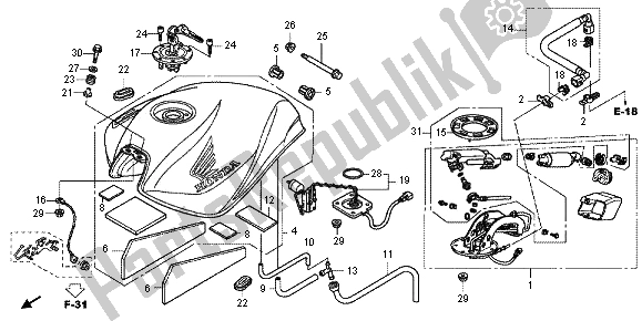 Todas las partes para Depósito De Combustible de Honda CB 600F Hornet 2012