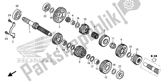 All parts for the Transmission of the Honda VT 1300 CXA 2013