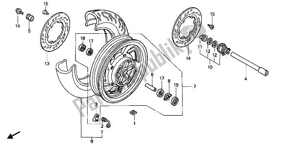 Toutes les pièces pour le Roue Avant du Honda PC 800 1989