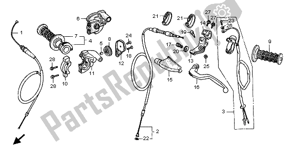 Toutes les pièces pour le Levier De Poignée du Honda CR 250R 1999