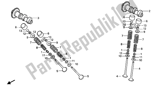 Tutte le parti per il Albero A Camme E Valvola del Honda NX 250 1990