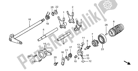 All parts for the Gearshift Drum of the Honda CR 85R SW 2004