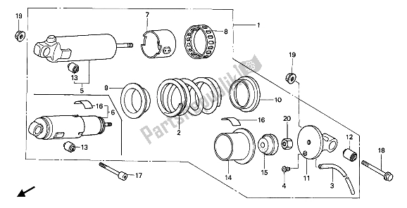 All parts for the Rear Cushion of the Honda VT 600C 1989