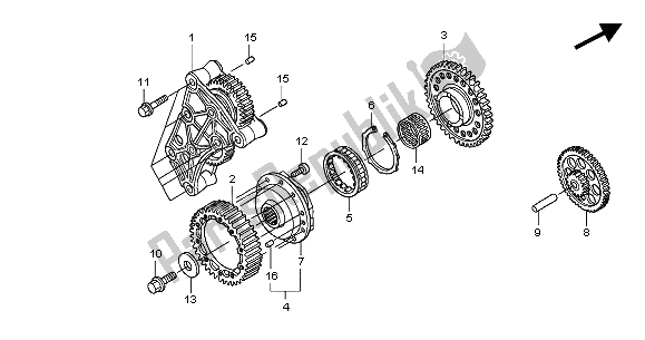 All parts for the Starting Clutch of the Honda ST 1300 2004