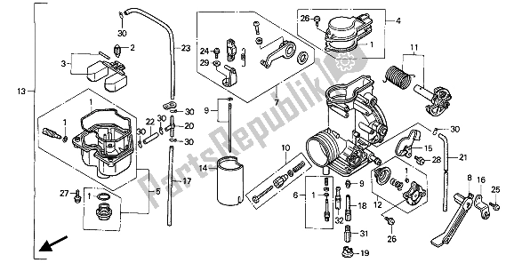 Todas las partes para Carburador de Honda XR 600R 1991