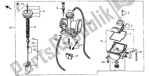 Todas as partes de Carburador do Honda CR 500R 1998