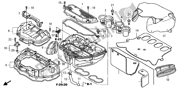 Alle onderdelen voor de Luchtfilter van de Honda CBR 1000 RR 2013