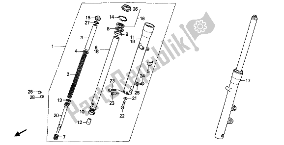 All parts for the Front Fork of the Honda VT 600C 1989