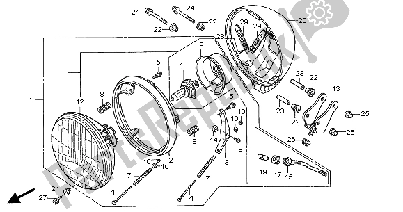 Alle onderdelen voor de Koplamp (eu) van de Honda VT 125C 2001
