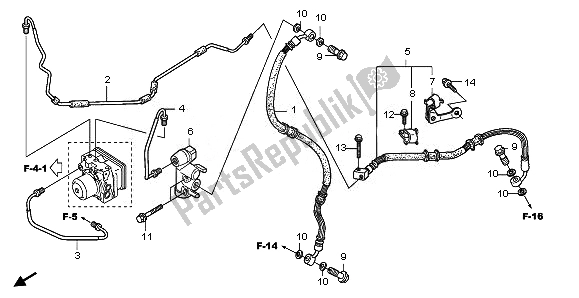 All parts for the Rear Brake Pipe of the Honda FES 125 2010