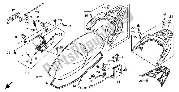 All parts for the Seat & Rear Carrier of the Honda FES 125A 2007