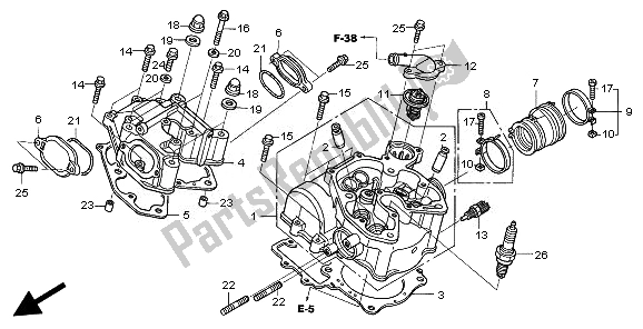 Alle onderdelen voor de Cilinderkop van de Honda TRX 680 FA Fourtrax Rincon 2010