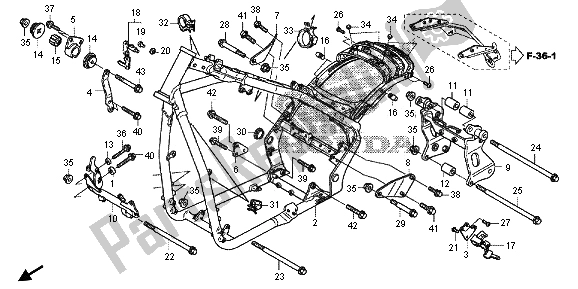 All parts for the Frame Body of the Honda VT 1300 CXA 2013