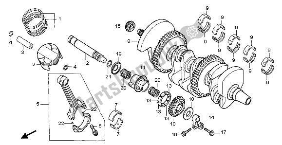 All parts for the Crankshaft & Piston of the Honda CBF 1000T 2007