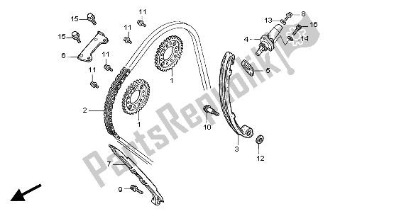 All parts for the Cam Chain & Tensioner of the Honda CBR 600F 2004