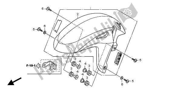 Alle onderdelen voor de Voorspatbord van de Honda CBR 600F 2011