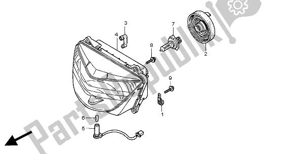 Alle onderdelen voor de Koplamp (uk) van de Honda CBR 600F 2000