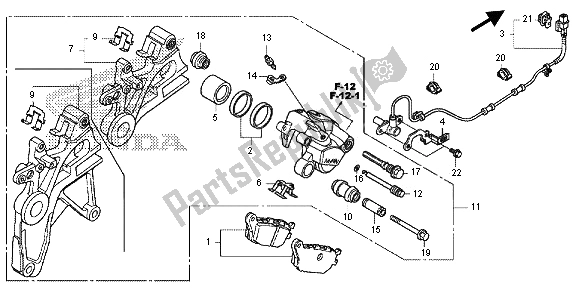Alle onderdelen voor de Achter Remklauw van de Honda NC 700 SA 2012
