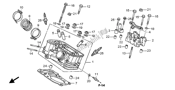 All parts for the Rear Cylinder Head of the Honda XL 650V Transalp 2002