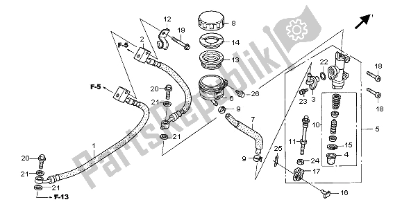 Tutte le parti per il Pompa Freno Posteriore del Honda CBF 600 NA 2005