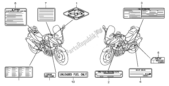 Todas as partes de Etiqueta De Cuidado do Honda CBF 1000A 2008