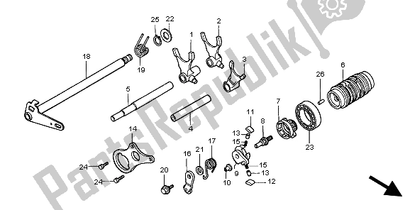 All parts for the Gearshift Drum of the Honda CR 80 RB LW 2002