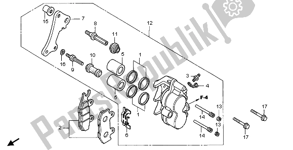 All parts for the Front Brake Caliper of the Honda CMX 250C 1996