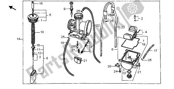 Todas as partes de Carburador do Honda CR 125R 1998