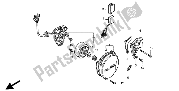 Todas as partes de Tampa Do Cárter Esquerdo E Gerador do Honda CR 500R 1999