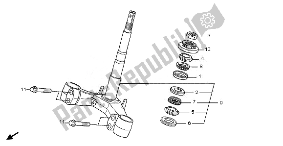 All parts for the Steering Stem of the Honda FES 125 2011